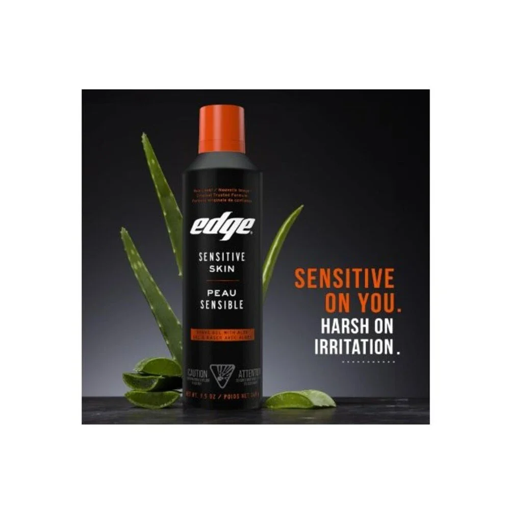 Edge Shaving Gel for Men,2 Pack 9.5oz Shave Gel with Aloe, For Sensitive Skin